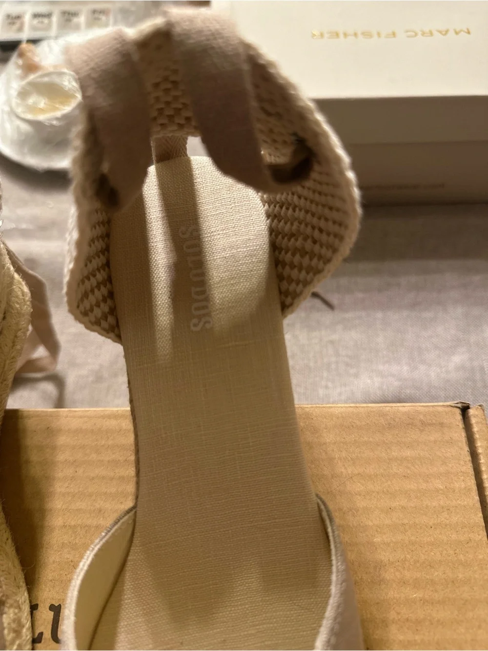 Soludos Natural Beige Espadrille Wedge with Ankle Tie